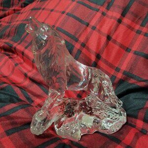 Vintage Princess House Crystal Howling Wolf Figure-1990's